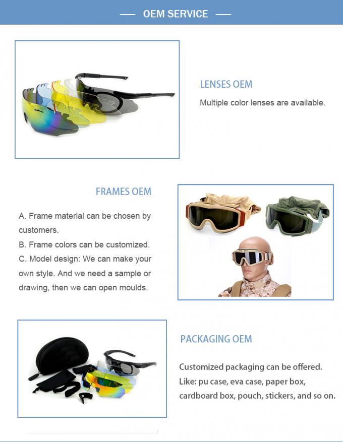 Tiroteo protector antiniebla del deporte Uv400 del Anti-impacto que caza las gafas de seguridad militares del Eyeshield de las gafas balísticas tácticas