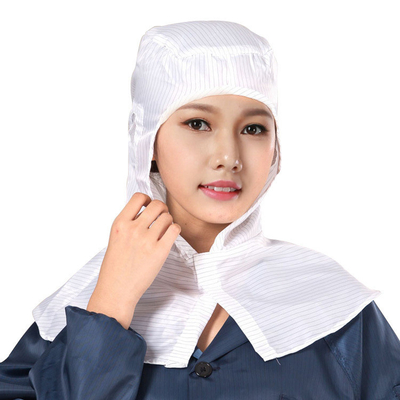 Lint Free Stripe Polyester Fiber Electronic Factory ESD Work Hoods Cleanroom ESD Shawl Cap